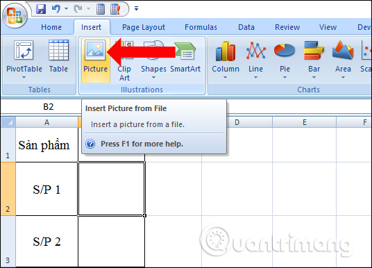 Cách chèn ảnh hàng loạt vào ô Excel