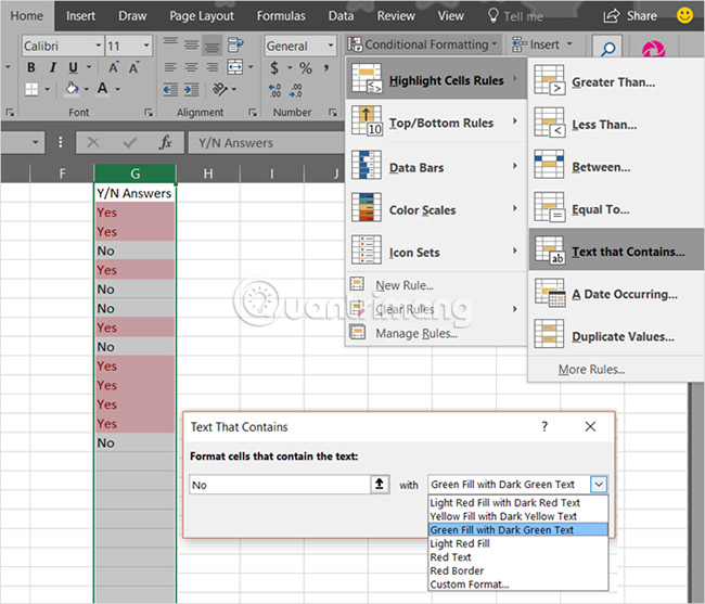 Sử dụng Conditional formatting