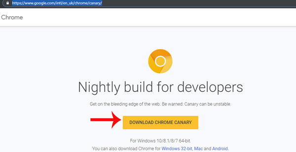 Tải về Google Chrome Canary