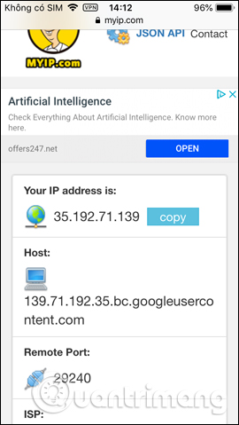 Kiểm tra IP kết nối