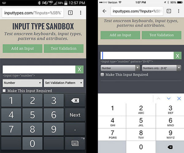 Phần lớn các ứng dụng của cả hai hệ điều hành là iOS và Android đều có cách sắp xếp phím số giống với điện thoại