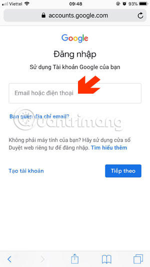 Đăng nhập tài khoản Gmail