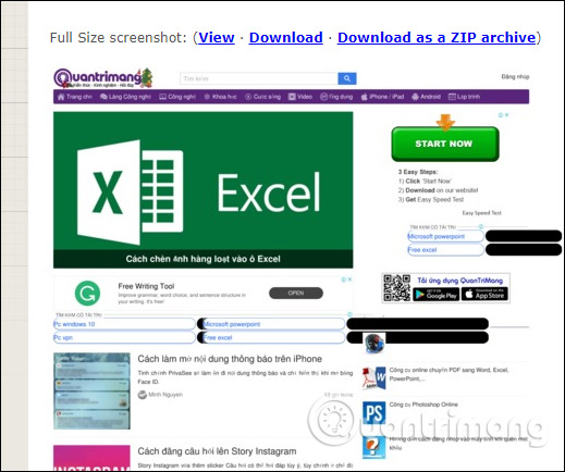 Tải ảnh chụp màn hình