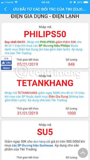 Mã giảm giá Tiki