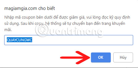 Cửa sổ mã giảm giá