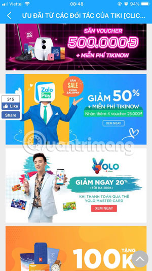 Chương trình giảm giá Tiki