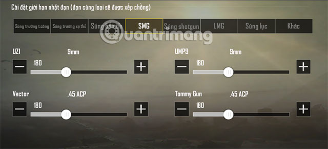 Chọn số lượng đạn tự động nhặt SMG