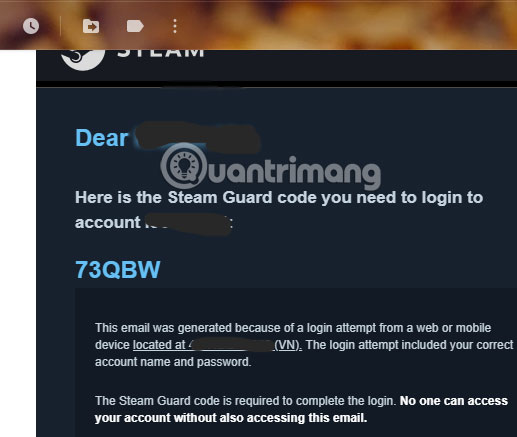 Xác nhận mã tài khoản Steam