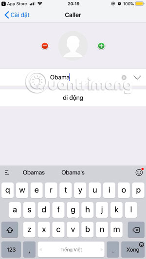 Chọn tên người gọi đến