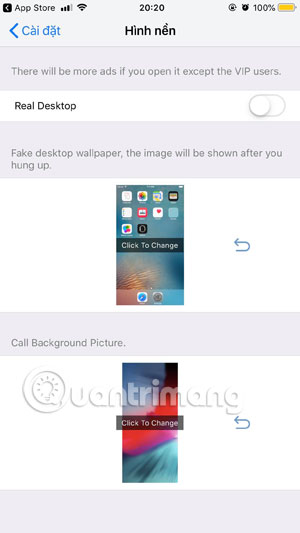 Chọn hình nền cho cuộc gọi