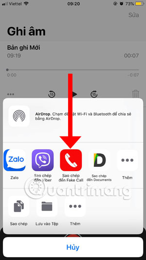 Sao chép bản ghi âm đến Fake Call