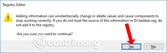 Xác nhận thêm vào registry