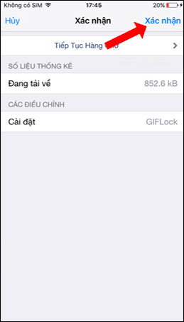 Nhấn xác nhận cài