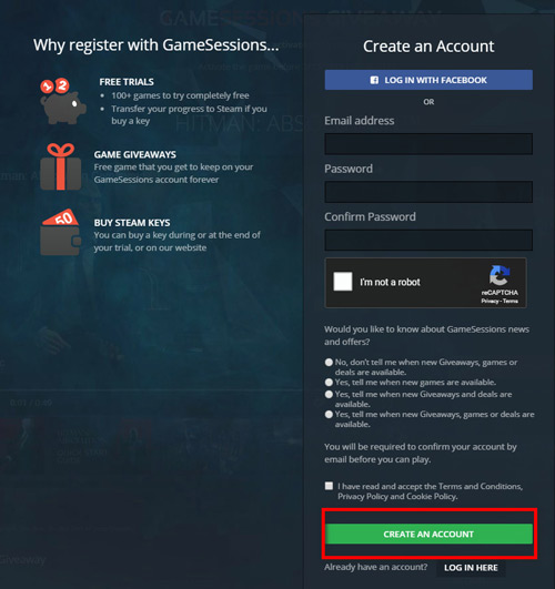 Đăng ký tài khoản GameSessions 