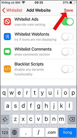 Tắt chặn nội dung
