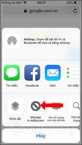 Đưa trang web vào Whitelist
