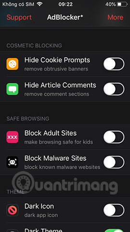 Tùy chọn chặn quảng cáo