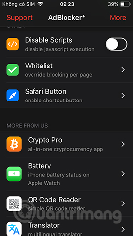 Thay đổi chặn trên ứng dụng