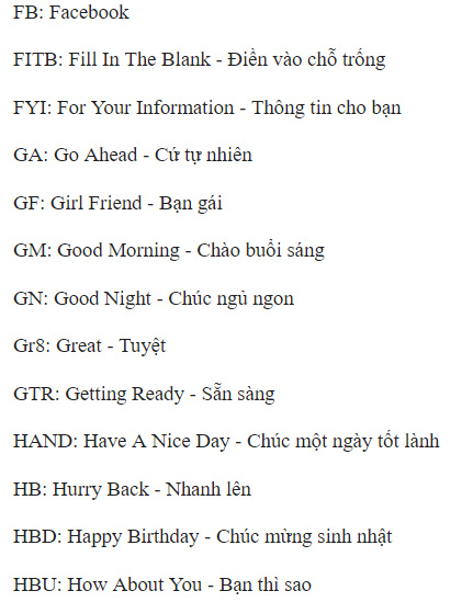 Nghĩa Tiếng Việt của các cụm từ viết tắt 5