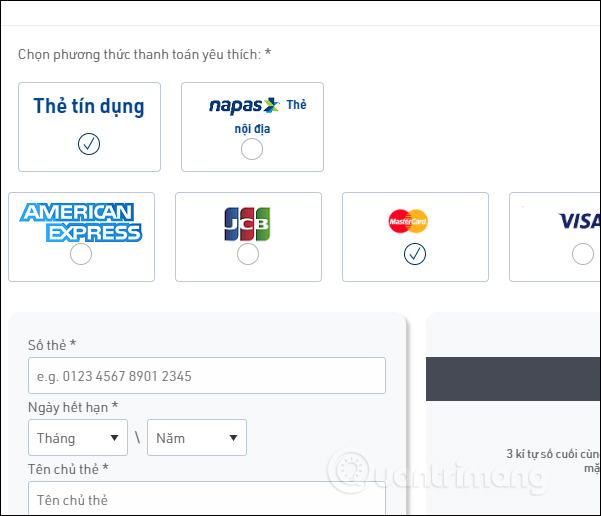 Phương thức thanh toán