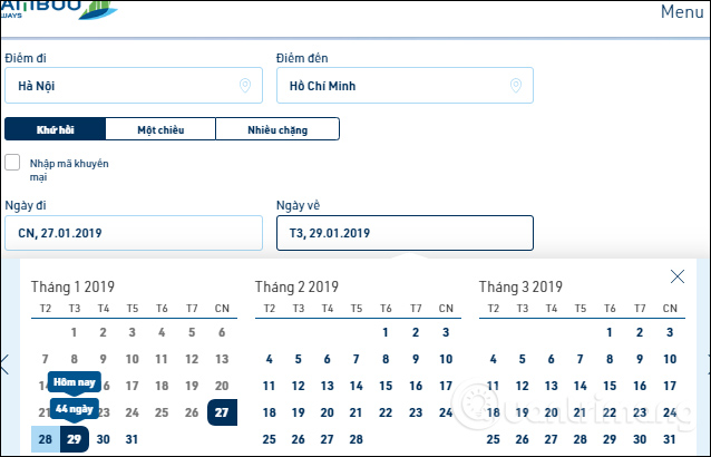 Chọn loại chuyến  bay