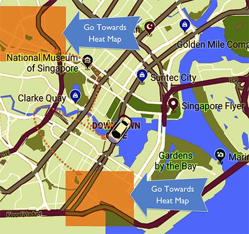 Ngoài ra còn có một bản đồ theo kiểu biểu đồ nhiệt trong ứng dụng của tài xế, chỉ ra cho họ các khu vực có nhu cầu khách hàng cao.