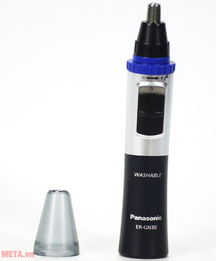 Máy tỉa lông mũi Panasonic PAMT-ER-GN30-K453 dùng pin và nắp đóng vệ sinh.