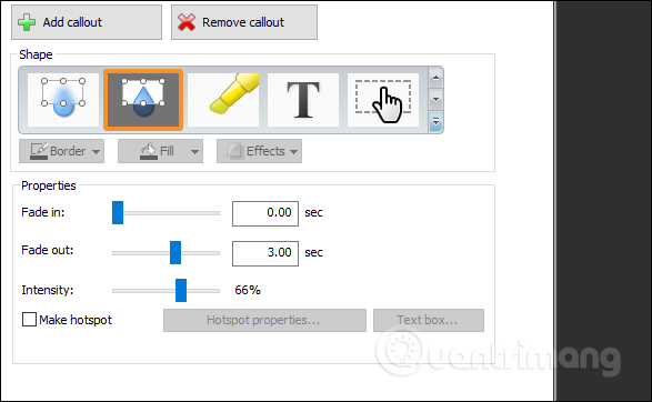Tùy chọn chỉnh hiệu ứng