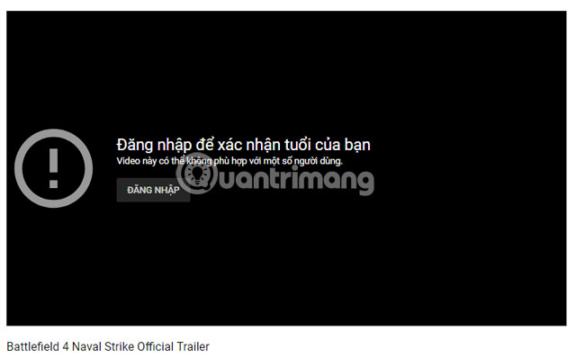 Yêu cầu đăng nhập Youtube