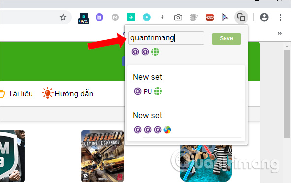 Đặt tên nhóm lưu trang web