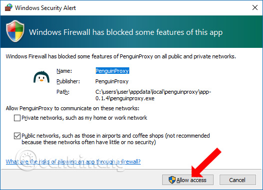 Cho phép truy cập