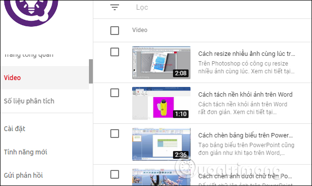 Danh sách Video