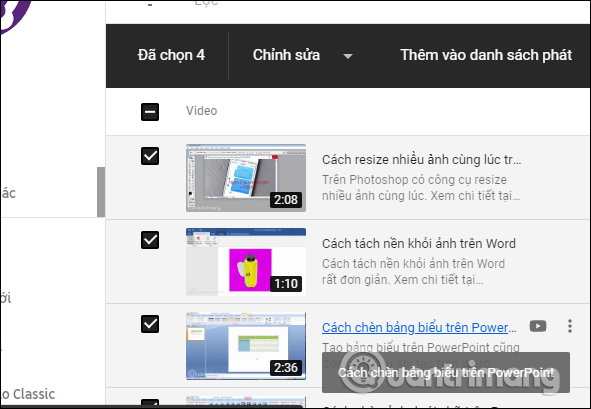 Chọn nhiều video