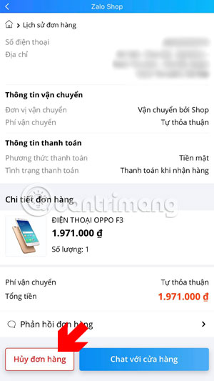 Xác nhận Hủy đơn hàng