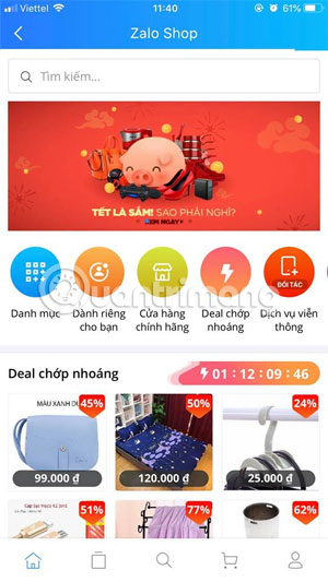 GIao diện chính ZaloShop