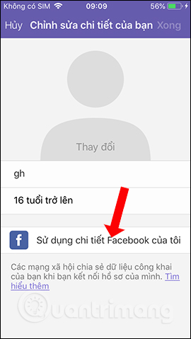 Sử dụng thông tin Facebook