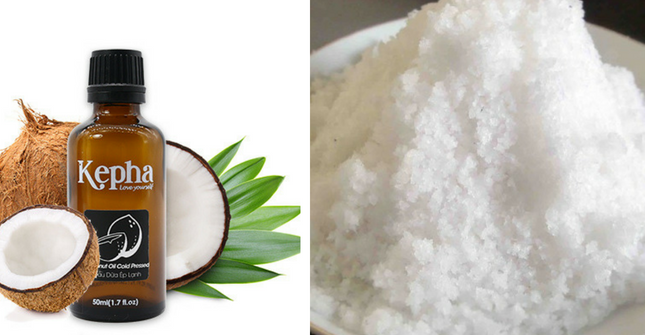 chữa nứt gót chân đơn giản với dầu dừa và muối