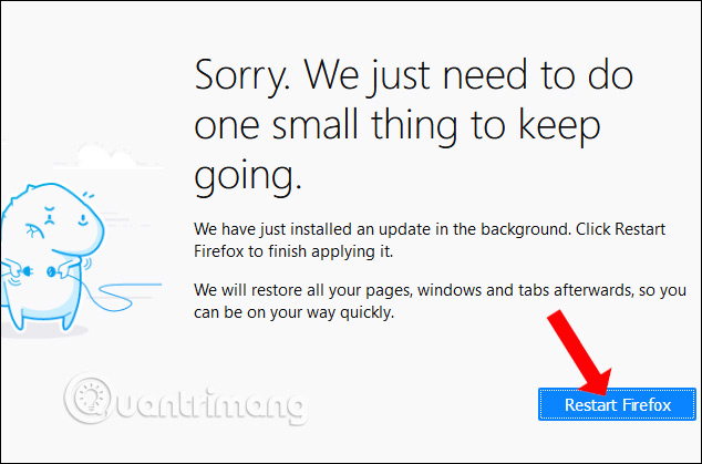Khởi động lại Firefox
