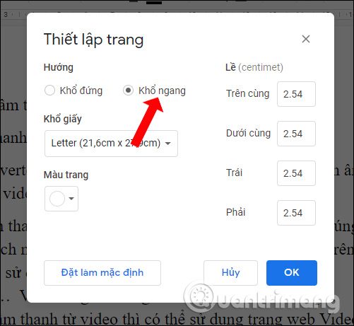 Cách đổi hướng trang trên Google Docs - Ảnh minh hoạ 3
