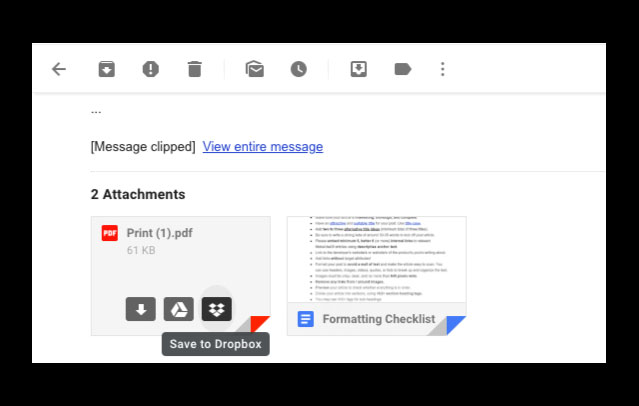 Lưu file đính kèm trong Gmail vào Dropbox