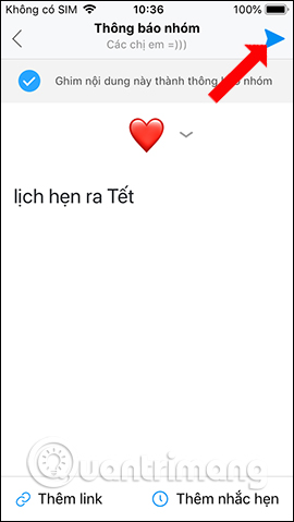 Tạo ghi chú nhóm Zalo