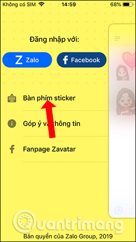 Sử dụng bàn phím sticker