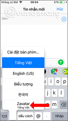 Chọn bàn phím Zavatar