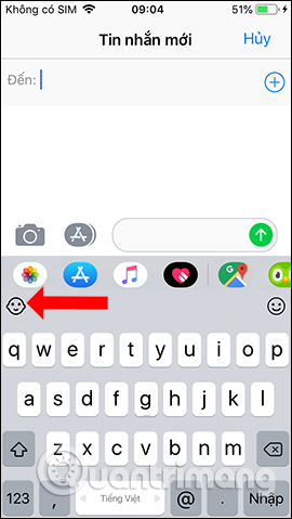 Nhấn biểu tượng sticker