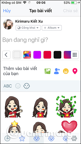 Chọn sticker trên Facebook 