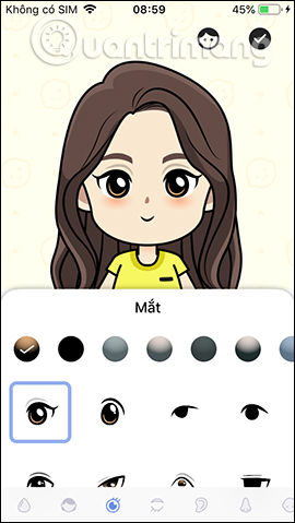 Chọn mắt cho nhân vật