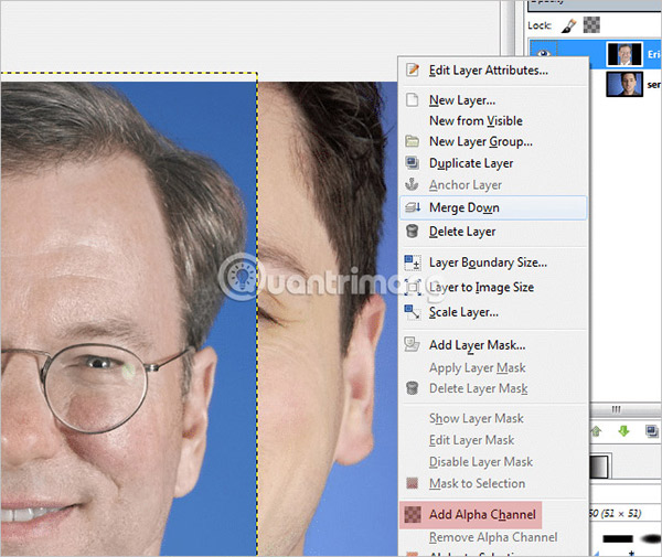 Nhấp vào “Add Alpha Channel”