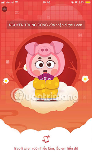 Bắt đầu lắc Momo