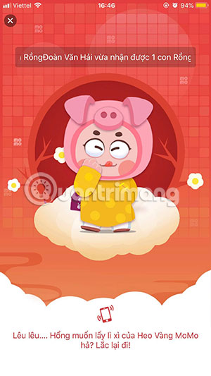 Bắt đầu lắc Momo