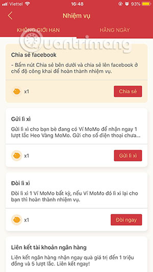 Bắt đầu lắc Momo